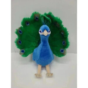 Hamleys Peacock 12 Inch Plush Stuffed Animal Green and Blue
